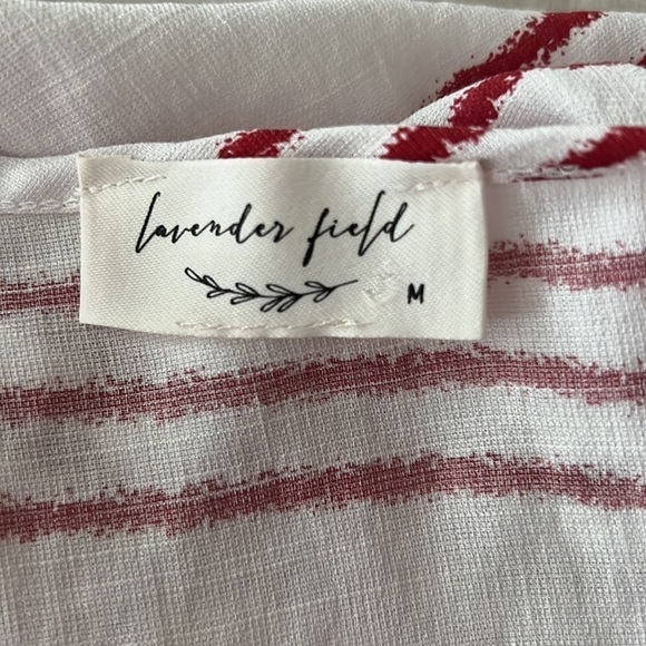 Lavender Field L Boho Striped Top With Front Tie - Picture 7 of 7